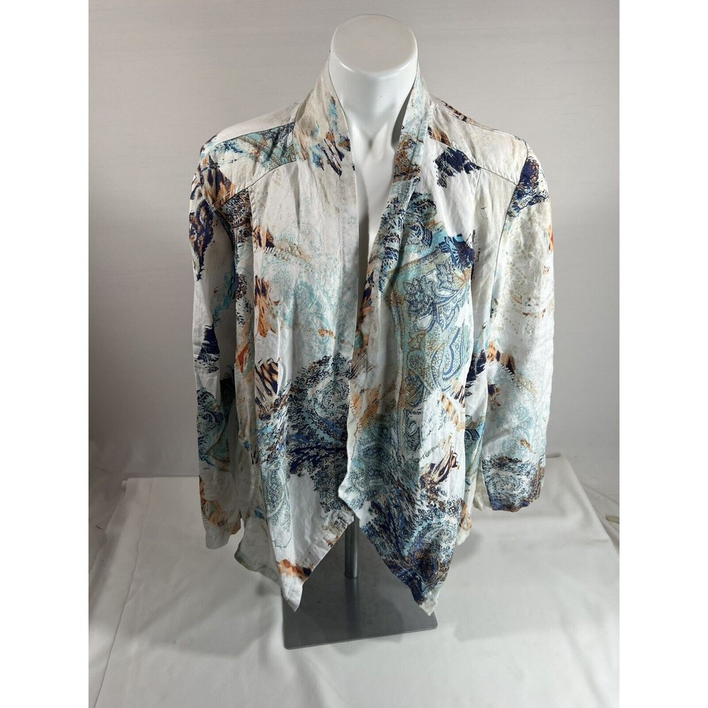 Chico's 2pc Shirt Pants Set Women 3 1.5 Multicolor Linen Southwest Boho Artwear